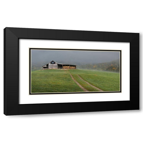 Fog at the Farm Black Modern Wood Framed Art Print with Double Matting by Head, Danny