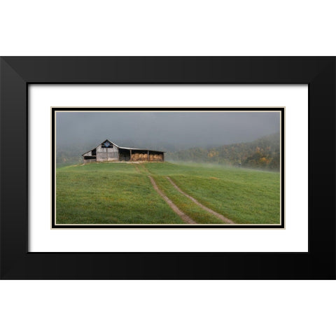 Fog at the Farm Black Modern Wood Framed Art Print with Double Matting by Head, Danny