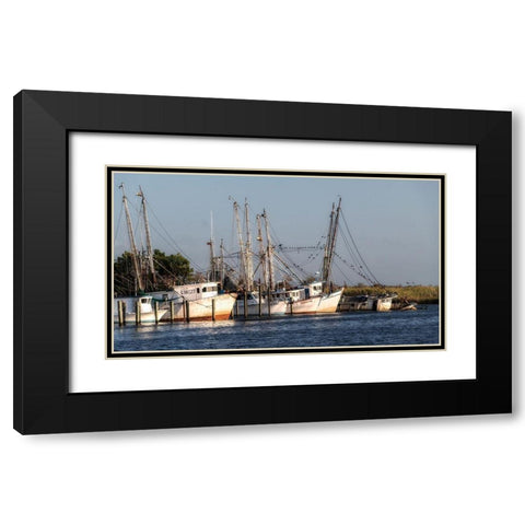 Waiting to Fish Black Modern Wood Framed Art Print with Double Matting by Head, Danny