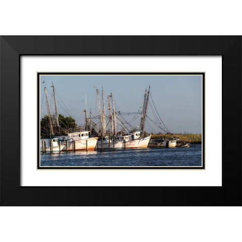 Waiting to Fish Black Modern Wood Framed Art Print with Double Matting by Head, Danny