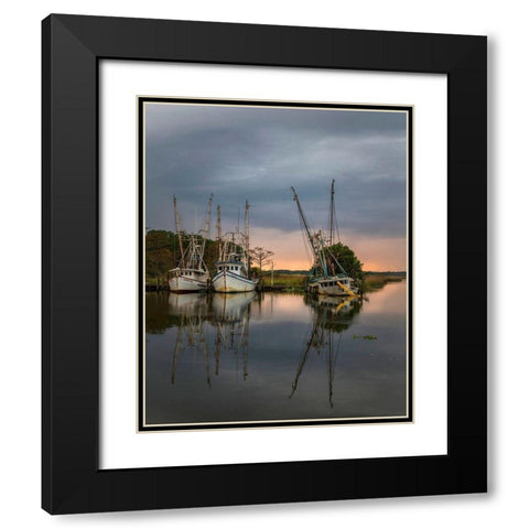 Still Harbor I Black Modern Wood Framed Art Print with Double Matting by Head, Danny