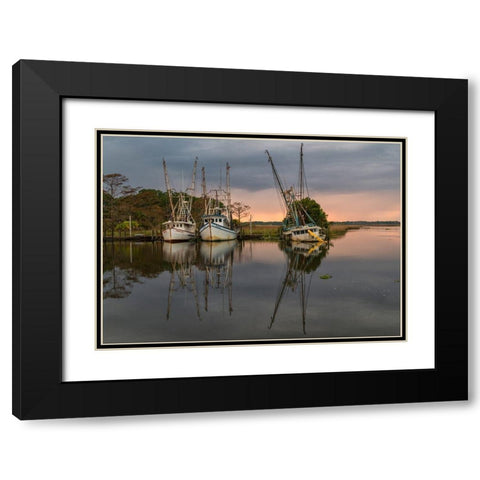 Still Harbor II Black Modern Wood Framed Art Print with Double Matting by Head, Danny