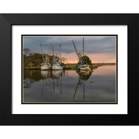 Still Harbor II Black Modern Wood Framed Art Print with Double Matting by Head, Danny