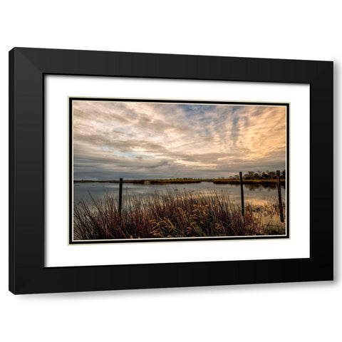 Lagoon Sunset Black Modern Wood Framed Art Print with Double Matting by Head, Danny