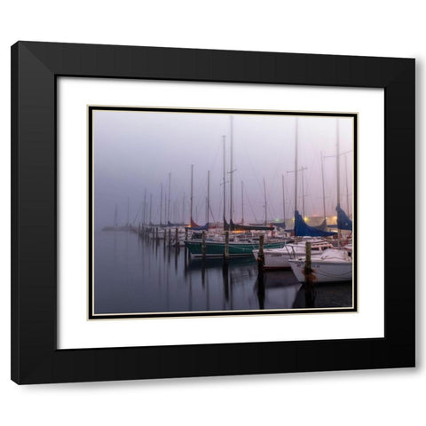 Sleepy Marina Black Modern Wood Framed Art Print with Double Matting by Head, Danny