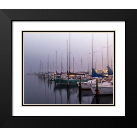 Sleepy Marina Black Modern Wood Framed Art Print with Double Matting by Head, Danny
