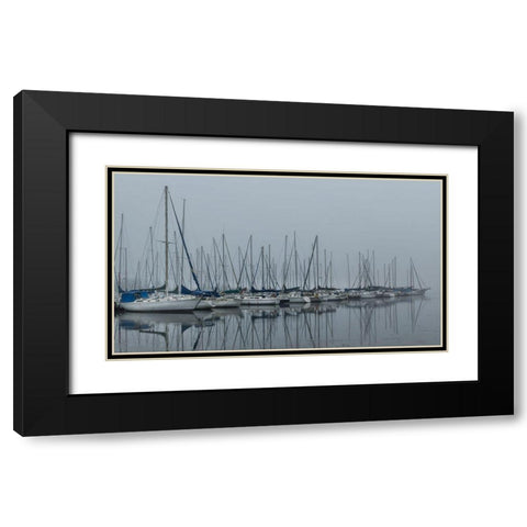 Foggy Marina II Black Modern Wood Framed Art Print with Double Matting by Head, Danny