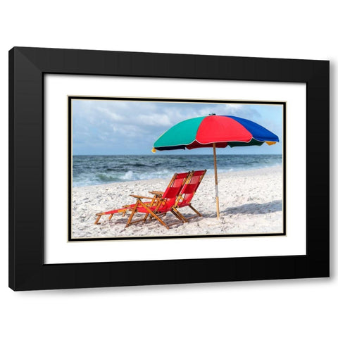 Seating for Two Black Modern Wood Framed Art Print with Double Matting by Head, Danny