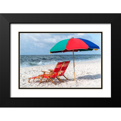 Seating for Two Black Modern Wood Framed Art Print with Double Matting by Head, Danny