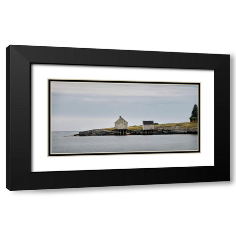 Fishing Shack BandW Black Modern Wood Framed Art Print with Double Matting by Head, Danny