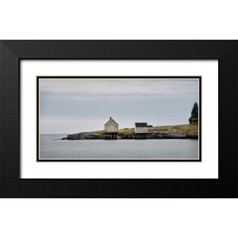 Fishing Shack BandW Black Modern Wood Framed Art Print with Double Matting by Head, Danny