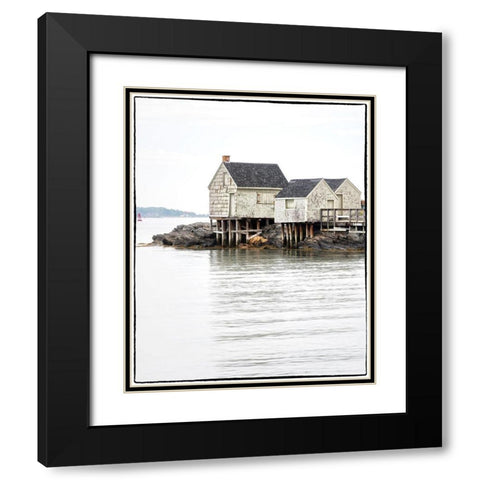 Maine Postcard Black Modern Wood Framed Art Print with Double Matting by Head, Danny