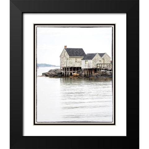 Maine Postcard Black Modern Wood Framed Art Print with Double Matting by Head, Danny