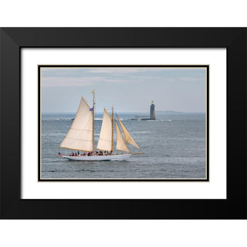 Smooth Sailing Black Modern Wood Framed Art Print with Double Matting by Head, Danny