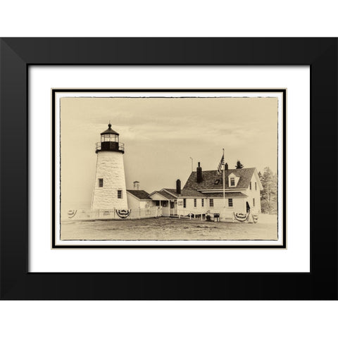 Lighthouse Postcard II Black Modern Wood Framed Art Print with Double Matting by Head, Danny