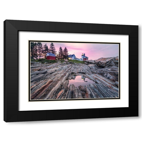 Reflecting Pemaquid Black Modern Wood Framed Art Print with Double Matting by Head, Danny