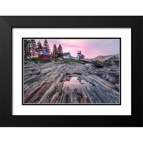 Reflecting Pemaquid Black Modern Wood Framed Art Print with Double Matting by Head, Danny