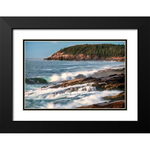 Sunrise at Otter Cliffs Black Modern Wood Framed Art Print with Double Matting by Head, Danny