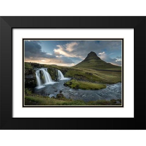Upper Kirkjufellfoss Black Modern Wood Framed Art Print with Double Matting by Head, Danny