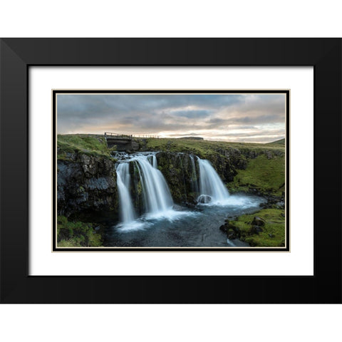 Bridge at Kirkjufellfoss Black Modern Wood Framed Art Print with Double Matting by Head, Danny