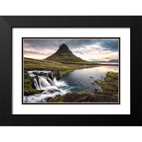 Lower Kirkjufellfoss Black Modern Wood Framed Art Print with Double Matting by Head, Danny