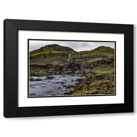 Hikers Bridge II Black Modern Wood Framed Art Print with Double Matting by Head, Danny