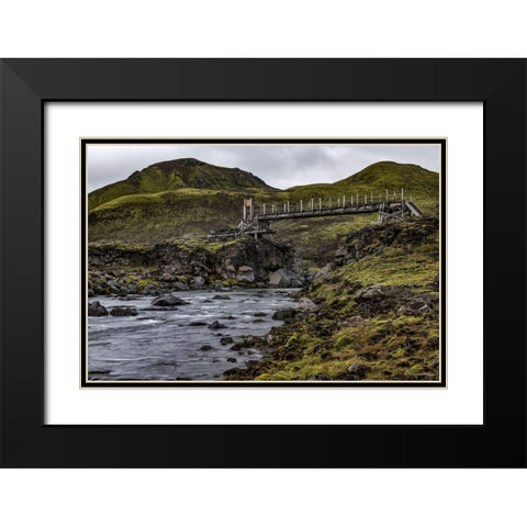 Hikers Bridge II Black Modern Wood Framed Art Print with Double Matting by Head, Danny