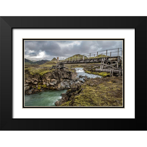 Hikers Bridge III Black Modern Wood Framed Art Print with Double Matting by Head, Danny