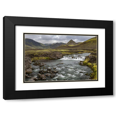 Highland Stream Black Modern Wood Framed Art Print with Double Matting by Head, Danny