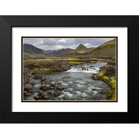 Highland Stream Black Modern Wood Framed Art Print with Double Matting by Head, Danny