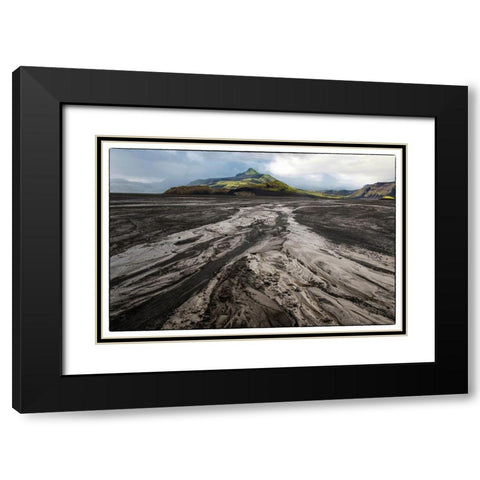 Stream Patterns II Black Modern Wood Framed Art Print with Double Matting by Head, Danny