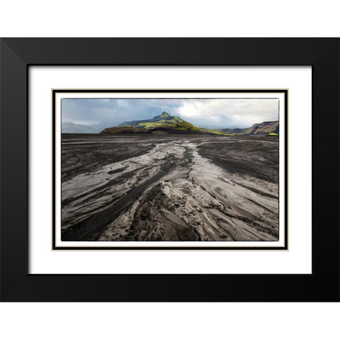 Stream Patterns II Black Modern Wood Framed Art Print with Double Matting by Head, Danny