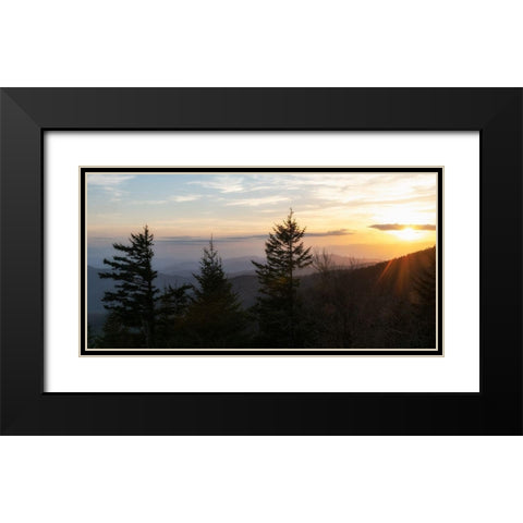 Mountain Sunset Black Modern Wood Framed Art Print with Double Matting by Head, Danny