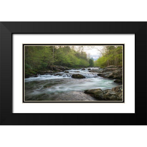 Aqua Black Modern Wood Framed Art Print with Double Matting by Head, Danny