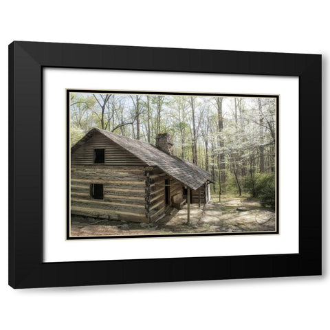 Hikers Cabin Black Modern Wood Framed Art Print with Double Matting by Head, Danny