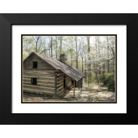 Hikers Cabin Black Modern Wood Framed Art Print with Double Matting by Head, Danny