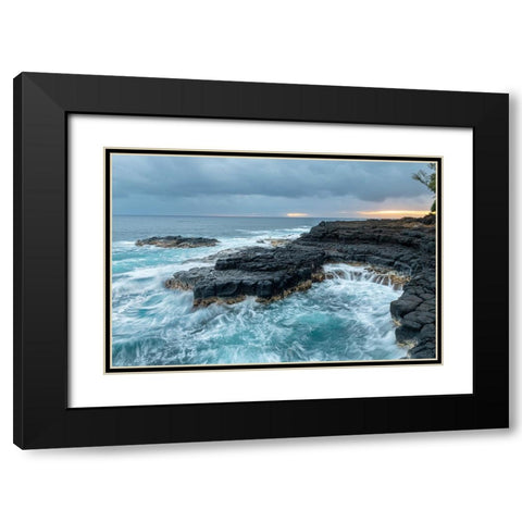 Queens Bath East Black Modern Wood Framed Art Print with Double Matting by Head, Danny