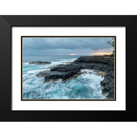 Queens Bath East Black Modern Wood Framed Art Print with Double Matting by Head, Danny