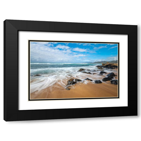 Silky Retreat Black Modern Wood Framed Art Print with Double Matting by Head, Danny