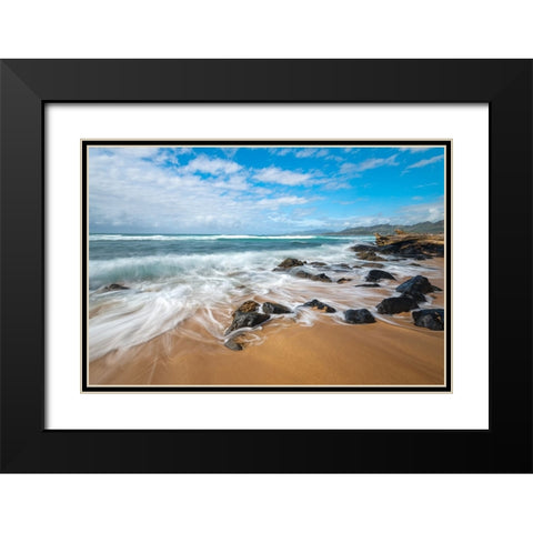 Silky Retreat Black Modern Wood Framed Art Print with Double Matting by Head, Danny