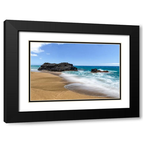 Silky Surf III Black Modern Wood Framed Art Print with Double Matting by Head, Danny