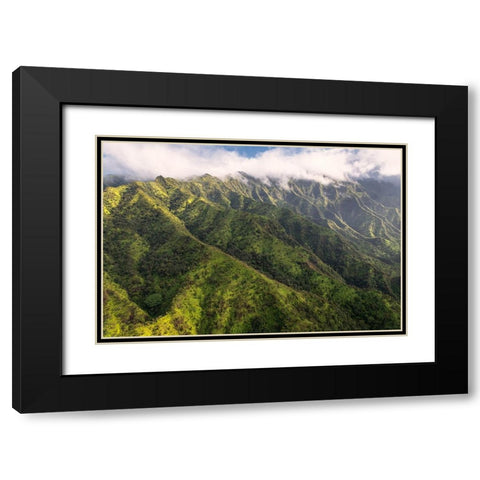 Na Pali Green Black Modern Wood Framed Art Print with Double Matting by Head, Danny