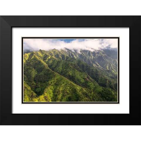 Na Pali Green Black Modern Wood Framed Art Print with Double Matting by Head, Danny