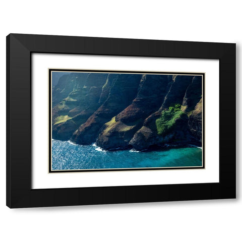 Na Pali Blue Black Modern Wood Framed Art Print with Double Matting by Head, Danny