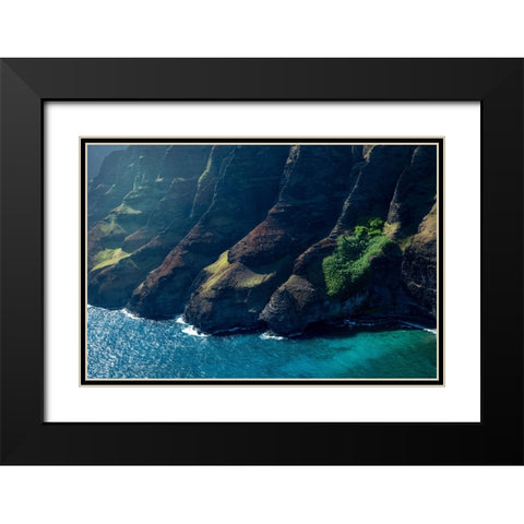 Na Pali Blue Black Modern Wood Framed Art Print with Double Matting by Head, Danny