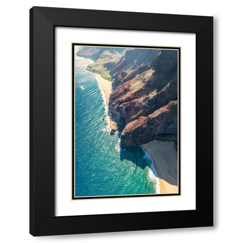 Aqua Shore I Black Modern Wood Framed Art Print with Double Matting by Head, Danny
