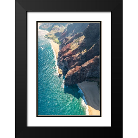 Aqua Shore I Black Modern Wood Framed Art Print with Double Matting by Head, Danny