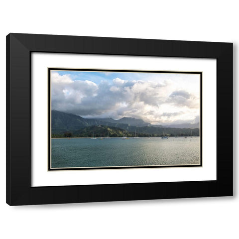 Anchored at Hanalei Black Modern Wood Framed Art Print with Double Matting by Head, Danny