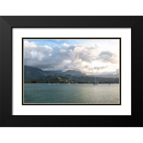 Anchored at Hanalei Black Modern Wood Framed Art Print with Double Matting by Head, Danny