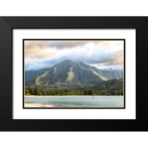 Paddleboarder Black Modern Wood Framed Art Print with Double Matting by Head, Danny